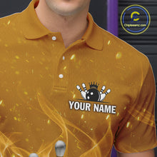 Load image into Gallery viewer, Personalized Yellow Flame Funny Bowling shirts for Men My drinking team has a bowling problem NQS11616