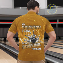 Load image into Gallery viewer, Personalized Yellow Flame Funny Bowling shirts for Men My drinking team has a bowling problem NQS11616