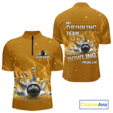 Load image into Gallery viewer, Personalized Yellow Flame Funny Bowling shirts for Men My drinking team has a bowling problem NQS11616