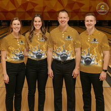 Load image into Gallery viewer, Personalized Yellow Flame Funny Bowling shirts for Men My drinking team has a bowling problem NQS11616