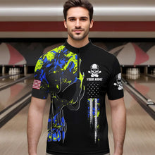 Load image into Gallery viewer, Skull Camouflage American Flag Mens Bowling Shirts Custom Patriotic Bowling Team Jerseys For Men NQS9642