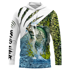 Crappie fishing green scales Custom fishing Shirts jersey, custom fishing shirts with hood NQS3176