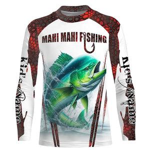 Mahi mahi fishing red camo Custom Name Fishing Shirts UV Protection Gift For Fisherman NQS5173