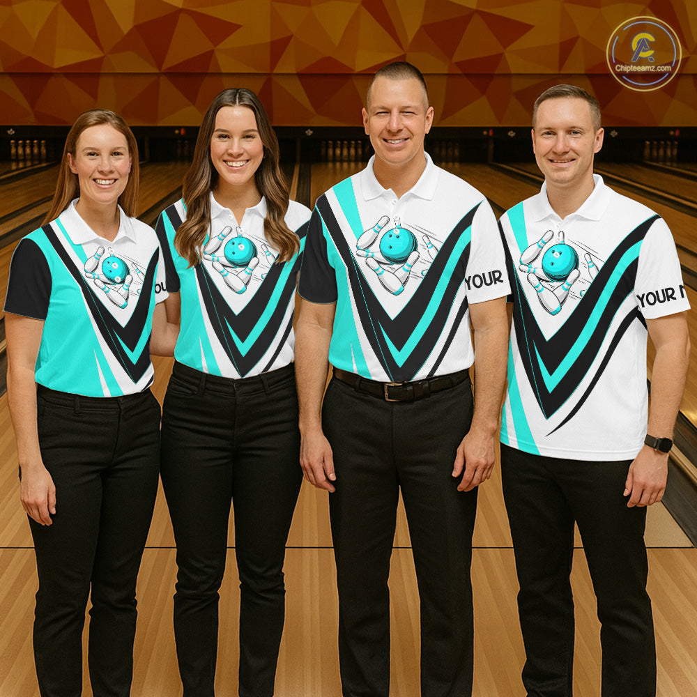 Custom bowling polo shirts for women I'm not swearing, I'm using my bowling words Cyan blue bowl shirt NQS7435