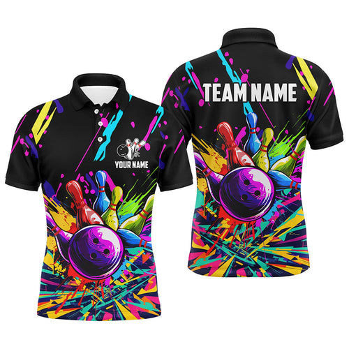 Colorful bowling jerseys Bowling Polo, 1/4 Zip Shirt for Men Custom Bowling Team shirts for bowlers NQS7597