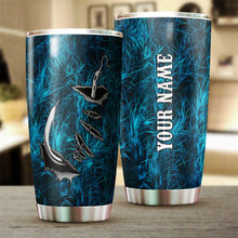 Load image into Gallery viewer, 1PC  blue camo Fishing Fish hook Customize Stainless Steel Fishing Tumbler Cup, gift for Fishing lovers NQS818