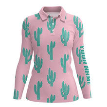 Load image into Gallery viewer, Personalized desert cactus pink pattern Womens golf polo shirts custom funny cactus golf gifts NQS8435