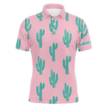 Load image into Gallery viewer, Personalized desert cactus pink pattern Mens golf polo shirts custom funny cactus golf gifts NQS8435