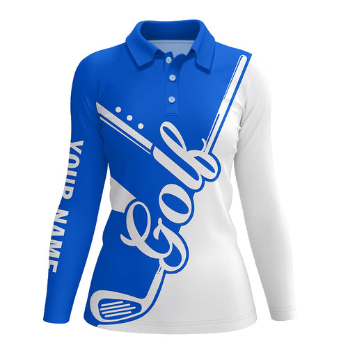 Blue and white golf clubs Womens Golf Polo Shirts custom golf tops for women, lady golf apparel NQS9141
