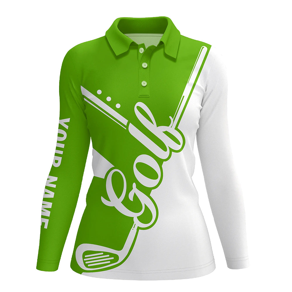 Green and white golf clubs Womens Golf Polo Shirts custom golf tops for women, lady golf apparel NQS9142