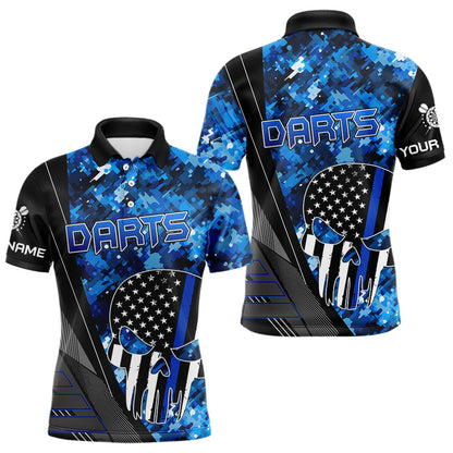 Black and White American Flag Skull Darts Blue Camo Darts Shirts For Men Custom Team Darts Jersey NQS9653