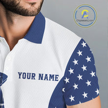 Load image into Gallery viewer, Red, White and Blue American Flag Golf polo shirt for men custom patriotic mens golf outfit NQS11728