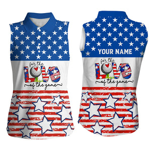 For the love of the game American flag Womens sleeveless polo shirt custom patriotic ladies golf polos NQS5905