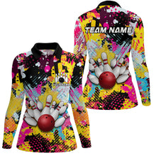 Load image into Gallery viewer, Colorful bowling jerseys Bowling Polo, 1/4 Zip Shirt for Women Custom Bowling Team shirts for bowlers NQS8023
