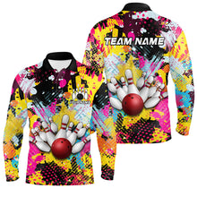 Load image into Gallery viewer, Colorful bowling jerseys Bowling Polo, 1/4 Zip Shirt for Men Custom Bowling Team shirts for bowlers NQS8023