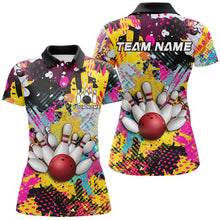 Load image into Gallery viewer, Colorful bowling jerseys Bowling Polo, 1/4 Zip Shirt for Women Custom Bowling Team shirts for bowlers NQS8023