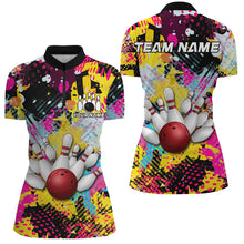 Load image into Gallery viewer, Colorful bowling jerseys Bowling Polo, 1/4 Zip Shirt for Women Custom Bowling Team shirts for bowlers NQS8023