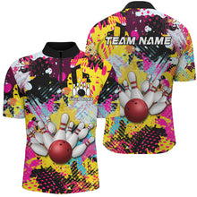 Load image into Gallery viewer, Colorful bowling jerseys Bowling Polo, 1/4 Zip Shirt for Men Custom Bowling Team shirts for bowlers NQS8023