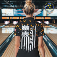 Load image into Gallery viewer, Custom American flag patriotic funny halloween pattern Bowling shirt for Women bowling team jersey NQS10414