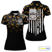 Load image into Gallery viewer, Custom American flag patriotic funny halloween pattern Bowling shirt for Women bowling team jersey NQS10414