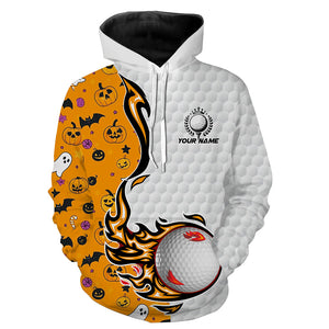 Funny Halloween pattern orange golf ball golf Hoodies custom halloween golf gifts NQS8442