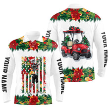 Load image into Gallery viewer, Christmas Skull golf cart American Flag custom Men golf polo shirts, unique Christmas golf gifts NQS8675