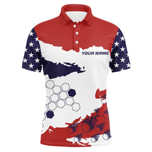 Load image into Gallery viewer, Red, white and blue American Flag custom Men golf polo shirts, patriotic golf outfit for men NQS8680