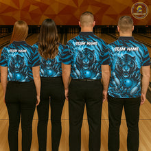 Load image into Gallery viewer, Personalized Tiger Bowling Shirts For Women, Blue Flame Lightning Thunder Tiger Team Bowling Jerseys NQS11232