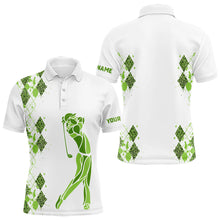 Load image into Gallery viewer, Green Leopard argyle pattern matching golf shirt for couples custom his and hers matching golf outfits NQS9350