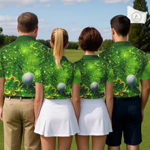 Load image into Gallery viewer, Happy St Patrick's Day Green and Gold Shamrock Mens Golf Polo Shirts Custom Golf Clothes for Men NQS11629