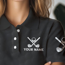Load image into Gallery viewer, Black and White Retro American Flag Women golf polo shirts custom team patriotic golf gifts golfer NQS9663