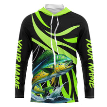 Load image into Gallery viewer, Personalized Mahi mahi ( Dorado) Long Sleeve Fishing Shirts, Tournament Fishing Jerseys | Green NQS7448