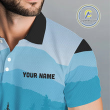 Load image into Gallery viewer, Blue pattern forest Mens Disc golf polo shirts Custom team disc golf jerseys for men NQS9943