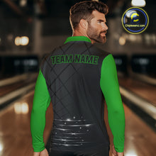 Load image into Gallery viewer, Black and Green bowling league jersey custom Mens Bowling Polo, 1/4 zip Shirt, gifts for men bowler NQS10096