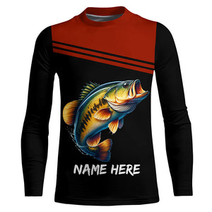 Red and black Bass Fishing Customize name Long sleeve UV protection performance Bass Fishing Shirts NQS2083