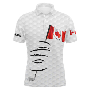 Personalized white golf polos shirt for men Canadian flag patriotic custom name gifts for golf lovers NQS5910