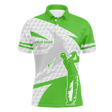 Load image into Gallery viewer, Green and white golf ball pattern Mens golf polo shirts custom golf outfits for men, unique golf gifts NQS8029