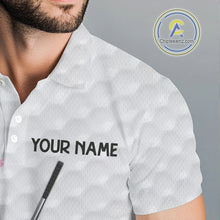 Load image into Gallery viewer, Light Pink ribbon breast cancer pattern custom white Mens golf polo shirts, team golf clubs mens tops NQS10422