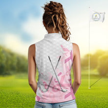 Load image into Gallery viewer, Breast cancer Women Sleeveless polos custom Pink ribbon pattern golf clubs team golf tops for ladies NQS10423