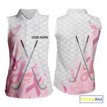 Load image into Gallery viewer, Breast cancer Women Sleeveless polos custom Pink ribbon pattern golf clubs team golf tops for ladies NQS10423