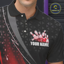Load image into Gallery viewer, Black and Red Bowling Camo Polo, 1/4 Zip Shirt for Men Custom Team Bowling jerseys, Bowler Outfit NQS10424