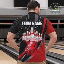 Load image into Gallery viewer, Black and Red Bowling Camo Polo, 1/4 Zip Shirt for Men Custom Team Bowling jerseys, Bowler Outfit NQS10424