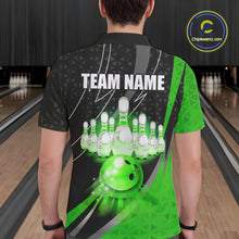 Load image into Gallery viewer, Black and Green Bowling Camo Polo, 1/4 Zip Shirt for Men Custom Team Bowling jerseys, Bowler Outfit NQS10425