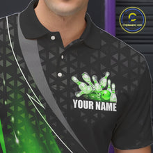 Load image into Gallery viewer, Black and Green Bowling Camo Polo, 1/4 Zip Shirt for Men Custom Team Bowling jerseys, Bowler Outfit NQS10425