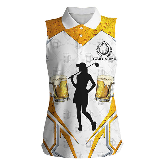 Women sleeveless polo shirt custom golf and beer cool golf shirts for ladies, golf gifts for women NQS8225