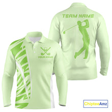 Load image into Gallery viewer, Green Men golf polo shirts custom golf outfits for men, Gift for golf lovers NQS10849