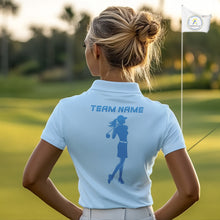 Load image into Gallery viewer, Blue Women golf polo shirts custom golf outfits for ladies, Gift for golf lovers NQS10850