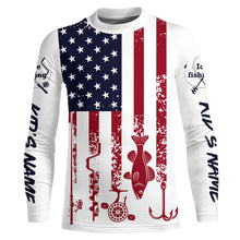 Load image into Gallery viewer, American Flag Walleye Ice Fishing Shirts Custom Patriotic Fishing Jersey For Fisherman NQS9159