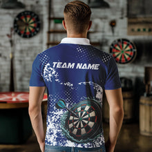 Load image into Gallery viewer, Personalized White &amp; Blue Grunge Darts Shirt For Men Custom Dart Outfit Team Jersey NQS9510