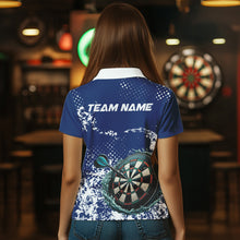 Load image into Gallery viewer, Personalized White Blue Grunge Darts Shirt For Women Custom Dart Outfit Team Jersey NQS9510